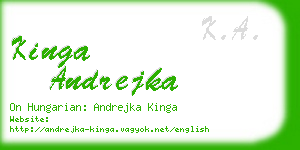 kinga andrejka business card